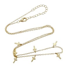 Vintage Gold-Tone Sterling Silver 925 Dangle Cross Chain Necklace 16″-18″