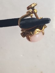 Vintage Sorrento 12K Gold Filled Cabochon Angel Skin Coral Screw Back Earrings