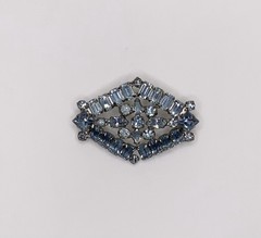 Vintage Sky Blue Baguette Round Marquis Rhinestone Brooch Pin