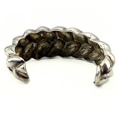 MCM Modernist Ribbed Sterling Silver Braided Cuff Bracelet