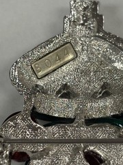 RARE Signed ART DECO 89 Floral Basket Brooch Pin Rhinestone Resin UNWORN HTF