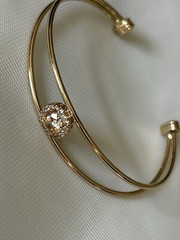 Gold Hands Fist Cuff Bracelet with Swarovsgk Diamond Stackable Adjustable