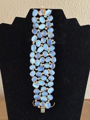 Vintage Glamorous Evening 14K Gold Filled Opalite Turquoise, Crystal 3 Pc Set.
