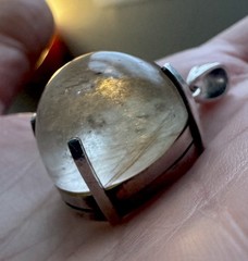 Globe Rutilated Quartz Sterling Silver Pendant Estate Incredible Vintage Jewelry