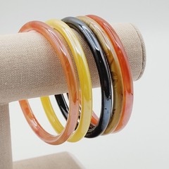 Vintage Set of Five Glass Bangles Autumnal Colors Orange Yellow Brown Bohemian