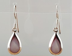 925 Pink Chalcedony Teardrop 1in Drop Earrings Sterling Silver Bezel Set Pear