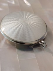 Antique French Guilloche 935 Sterling Silver Enamel Floral Locket Pendant
