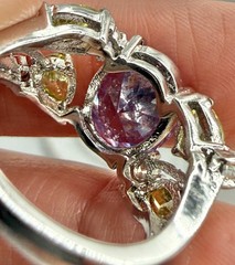 Sterling Silver 925 Purple Oval Stone Ring Yellow Green Accent Stones Size 7