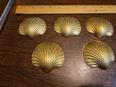 Lot Of 5 Fancy Sea Shells France Vintage 60s Brass Stampings Findings Jewelry