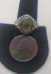 925 Sterling Silver Avon RJ Blue Topaz TESTED Gemstone & Abalone Ring Size 8