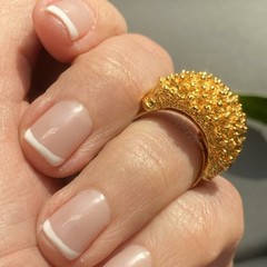 Vintage Cocktail Ring Estate Jewelry Pre-owned Sea Urchin Dome Gold Plated Sz 7