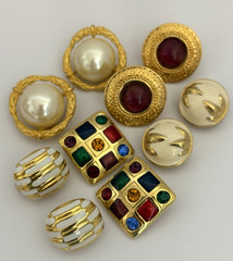Vintage Jewelry Lot Gold Tone Clip On Earrings