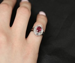 Fine 1.22ct GIA Certified Ruby & 0.54ct Diamond Platinum Ring, Size 4.75
