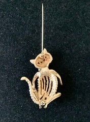 Vintage Kramer Goldtone Faux Pearl Bead Cat Brooch
