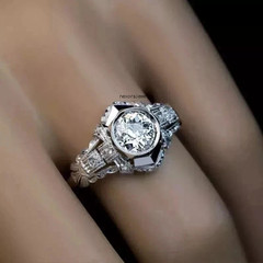 2.25Ct Art Deco Style Lab Created Diamond Anniversary 14K White Gold Finish Ring