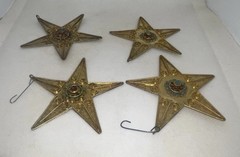 Nepal Gold Brass Tone Star Coral Turquoise Handmade Amulet Pendent, Ornament 4″