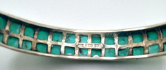 Vintage Sterling Silver Turquoise Southwest Style Channel Set Cuff Bracelet