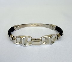 HOB Mexico Bracelet 925 Sterling Leather 7 Inch House Of Bangles 34 Grams