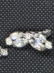 B David Vintage Rhinestone Clip Earrings 1″ Floral Silvertone Elegant