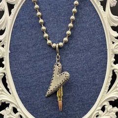 Vintage Broken Heart & Bullet Charms, Oversized Vtg Ball Chain Necklace, Custom
