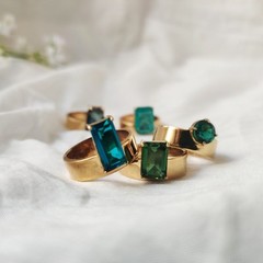 925 silver emerald ring vintage antique Handmade Size 7