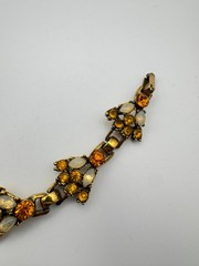 Vintage Rhinestone Bracelet Orange Opalite Link Mid Century MCM READ