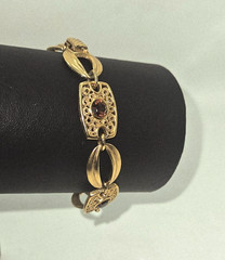 Vintage Sarah Coventry Butterscotch Rhinestone Gold Tone Filigree Bracelet 1974