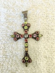 Vintage Nicky Butler Multi-Colored Gemstone Cross Pendant