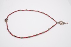 Vintage Sterling Silver 925 Garnet Beaded Necklace 17.75″