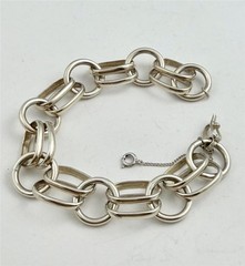 Taxco Mexico 925 Sterling Silver Chunky Links 38.4 grams Bracelet 8.5″ Long