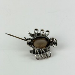 Vintage 935 Silver Jelly Belly Bee Bug Insect Pin Brooch Gray Clear Lucite Belly