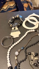 Vintage Black and White Fashion Jewelry Lot with Napier and Tribal Statement Pie