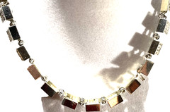VTG Delillo Silver plate necklace w/Clear Rhinstones signed 20 1/2″ Length