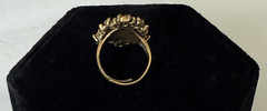 Vintage Gold Tone Adjustable Rhinestone Ring Hollycraft Pastel Rhinestones
