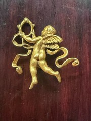 Signed MMA Vintage Gold Tone Cherub Brooch or Pendant Metropolitan Museum of Art