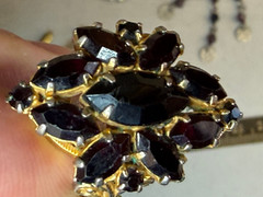 Vintage Costume Jewelry Lot Estate 1960s Czech Choker Boho Purple Earrings Brooc