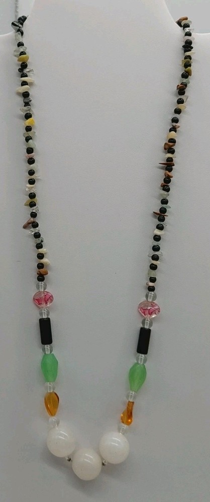 Necklace Beaded Multicolor Plastic Stone Glass Beads