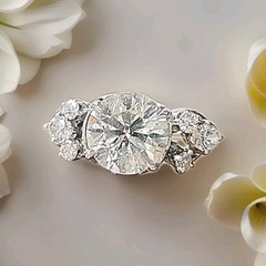 Vintage 14k White Gold Engagement Ring 2.82CT. Natural Round Diamond Circa 1950s