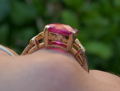 Vintage Vermieled Sterling Silver & Faceted Pink Stone Ring – Size 9.75