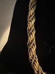 RARE VINTAGE SIGNED MONET THICK GOLD TONE BRAIDED NECKLACE Lovely Old Pawn J