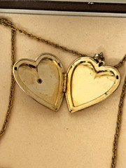 Vintage Duet by Smart H.G.E. Cameo Heart Locket & Chain Necklace Orig Box & Tags