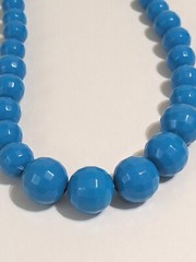 Blue Graduating Bead Faceted Acrylic Necklace. Retro Style. MCM Inspired. 28 In.