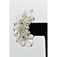Laguna Vintage Clip On Crystal Earrings Clear Climber Bridal Signed 1950s A24