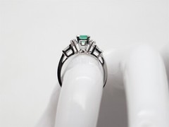 $5K 1.50ct AAA+++ Princess Cut Natural Emerald VS G Diamond 14k White Gold Ring