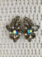 DAZZLING! JULIANA Smoky Gray Rhinestone Navette AB Headlight Bracelet Earrings!!