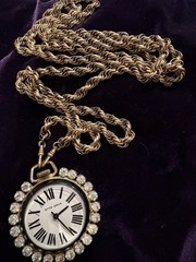 Vintage Huge Otto Grun Mechanical Pocket Watch 62” L. Rope Chain Not Running