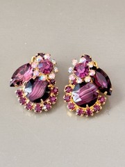 Vintage Verified JULIANA Purple Stripe Parure Set, Bracelet, Brooch & Earrings