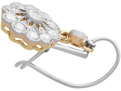 Antique 2.46ct Diamond and 15k Yellow Gold Cluster Earrings Circa 1920