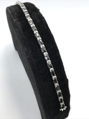 Vintage Black Onyx & Cubic Zirconia Stunning SIlver tone Tennis Bracelet sz 7″
