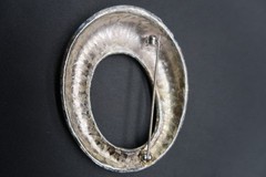 Vtg Brooch Silver Tone and Enamel Panther Print Unsigned Jackie Collins